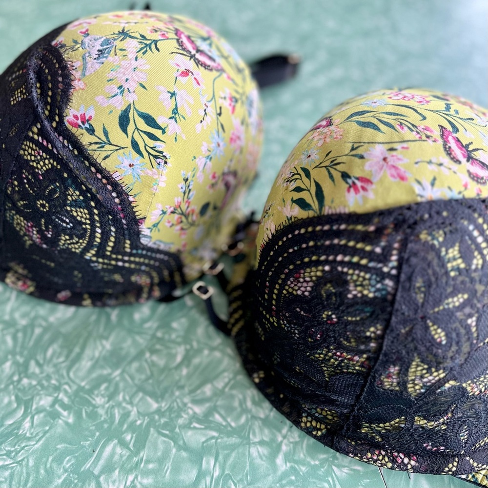 Cacique by Lane Bryant Boost Balconette, Green with Wild Flower Print, Sz US 42G